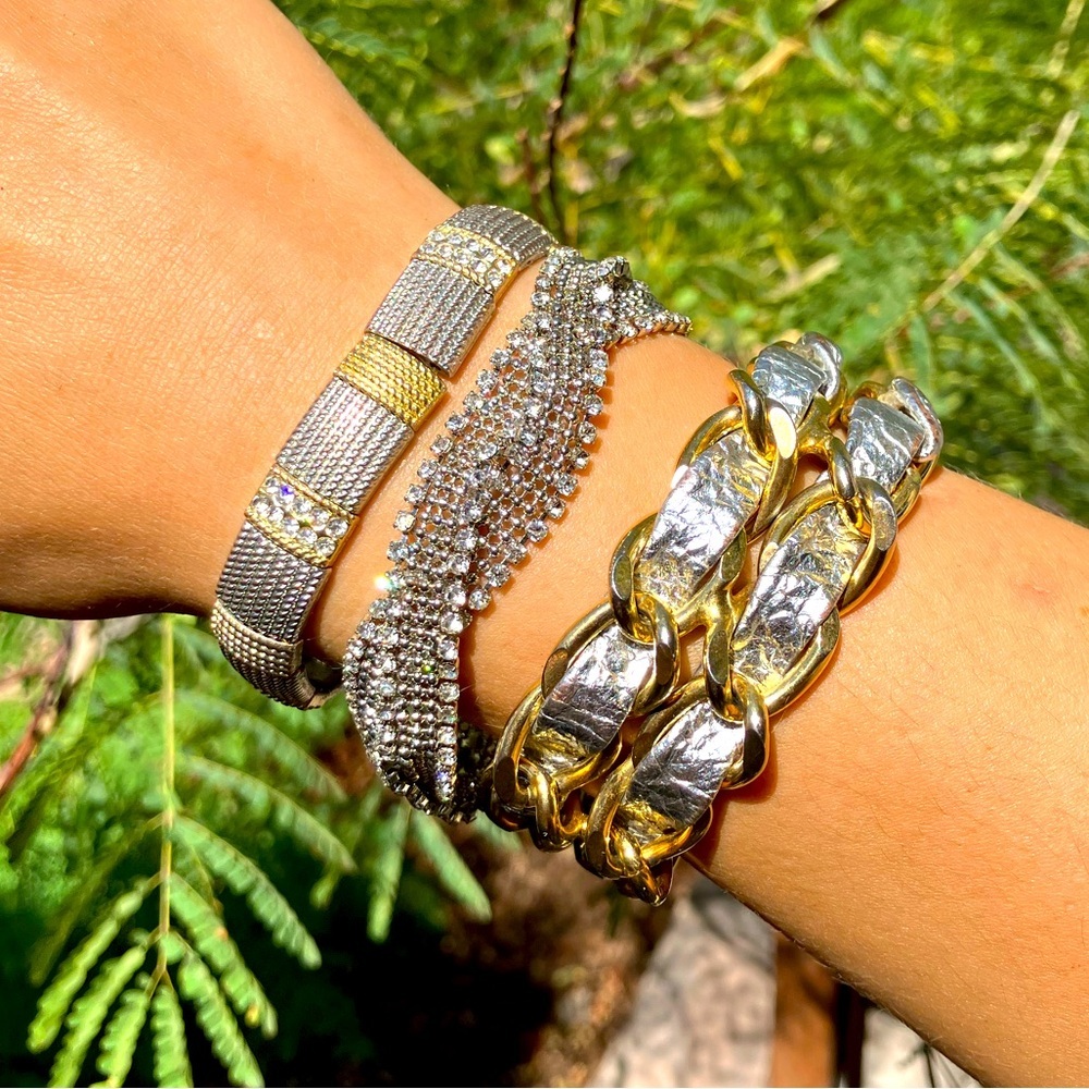 Alfani Silver Braided and Gold Toned Bracelets Set of 3